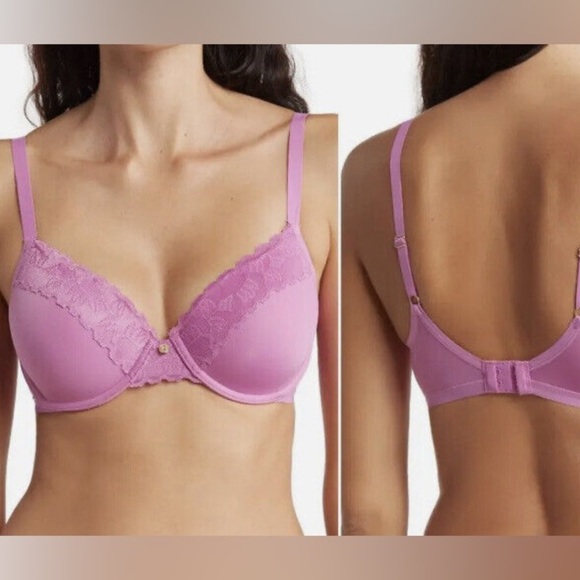 Natori Refined Bra 34DD Underwire Contour Lace Detail Fuchsia - Picture 1 of 5